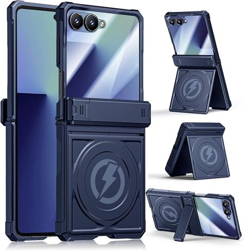 Magnetic case for Samsung Z-Flip-7: Full-Body Military Grade Protective Phone Case [Magsafe Compatible][Dual Kickstand] Heavy Duty Cover for Galaxy Z Flip 7 5G(2025) Black in Saudi Arabia