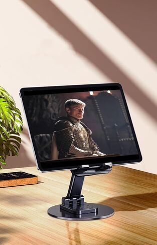 حامل هاتف قابل للتعديل، حامل سطح مكتب معدني يدور 360 درجة للهواتف المحمولة والأجهزة اللوحية وأجهزة iPad وiPhone وNintendo Switch، قابل للطي والمحمول، أسود in Kuwait