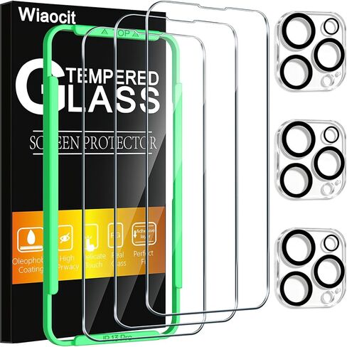 واقي شاشة للخصوصية من الزجاج المقوى من Wiaocit مكون من 3 قطع لهاتف iPhone 16 Pro Max مع 3 قطع من واقي عدسة الكاميرا، صلابة 9H، خالي من الفقاعات، صديق للحافظة in Kuwait