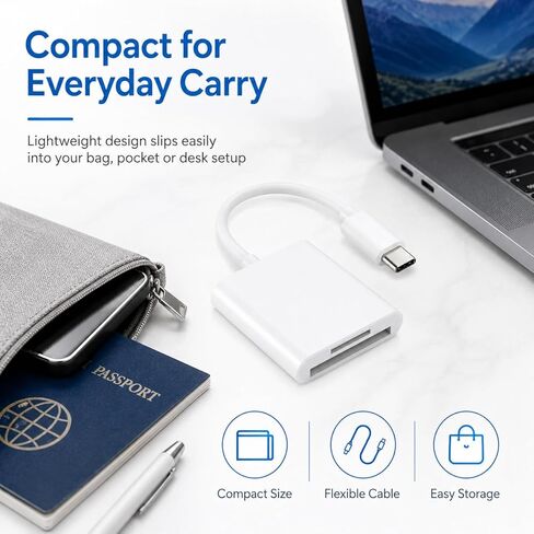 USB C SD/TF Card Reader with Cable, Dual Slot Memory Card Reader Adapter, Plug and Play High Stability Fast Data Transfer for Phone/Tablet/Laptop in Saudi Arabia