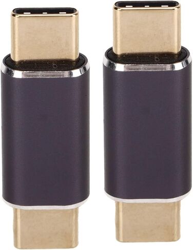 قطعتان من محول ذكر من النوع C إلى النوع C، محول USB C بسرعة 40 جيجابت في الثانية 100 وات، موصل USB C صغير مستقيم للهواتف الذكية المحمولة مع هيكل معدني، يدعم فيديو 8K وسريع in Kuwait