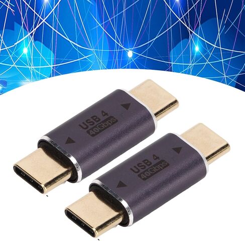 قطعتان من محول ذكر من النوع C إلى النوع C، محول USB C بسرعة 40 جيجابت في الثانية 100 وات، موصل USB C صغير مستقيم للهواتف الذكية المحمولة مع هيكل معدني، يدعم فيديو 8K وسريع in Kuwait