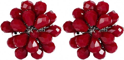 Dazzling Purple Chrysanthemum Floral Fashion Crystal Clip On Earrings in Kuwait