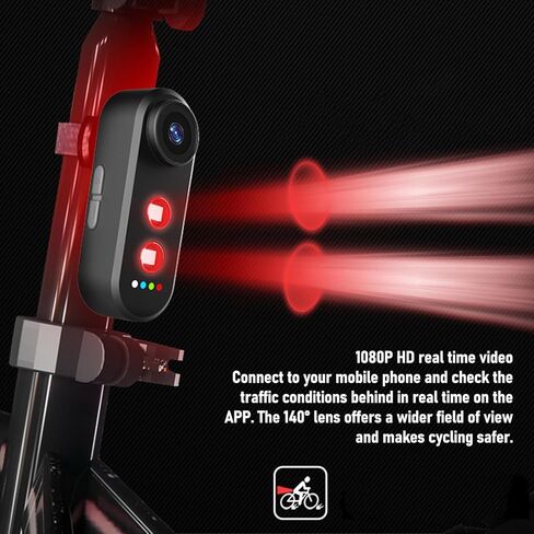 كاميرا دراجة fosa 1080P مع ضوء خلفي، كاميرا رؤية خلفية للدراجات مع التحكم في التطبيق، عدسة 140 درجة، مقاومة للماء IPX6، مسجل فيديو كاميرا دراجة قابلة لإعادة الشحن بقدرة 5000 مللي أمبير في الساعة USB C in Kuwait