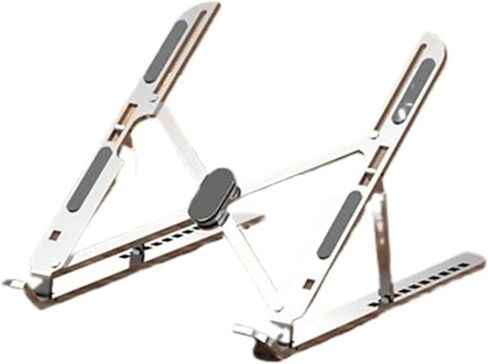 Portable Laptop Holder Adjustable Laptop Stand Foldable Aluminum Alloy Notebook Stand Base Portable Non-Slip Raising Cooling Support Laptop Bracket Foldable Laptop Stand(Silver) in Kuwait
