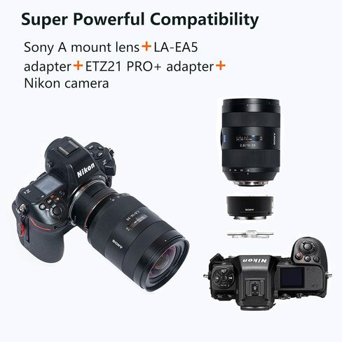 Megadap ETZ21 PRO + محول عدسة التركيز التلقائي المدمج في فتحة إلكترونية متوافقة مع كاميرا Nikon Z Zf Z9 Z8 Z6III Z7II Z7 Z6II Z6 Z5 Z50 ZFC لعدسات سلسلة Sony FE Sigma Tamron FE in Kuwait