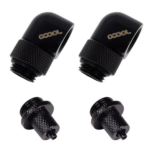 Alphacool ES 5/3mm برغي على فوهة G1/4 ومجموعة تركيب دوارة 90 درجة، أسود عميق، عبوتان in Kuwait