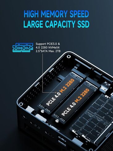 Bmax B9 Plus Mini PC, 12th Gen Intel Core i5-1235U (10C/12T, Beats N100/N150/4300U/5500U), 24GB LPDDR5 RAM 512GB NVMe SSD, Micro Desktop Computer Support Dual SSD, WiFi 6, Triple 4K Display, Win 11 in Kuwait