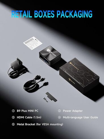 Bmax B9 Plus Mini PC, 12th Gen Intel Core i5-1235U (10C/12T, Beats N100/N150/4300U/5500U), 24GB LPDDR5 RAM 512GB NVMe SSD, Micro Desktop Computer Support Dual SSD, WiFi 6, Triple 4K Display, Win 11 in Kuwait