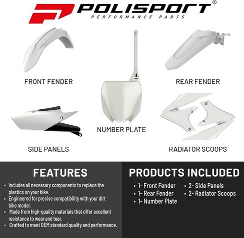 Polisport Motocross (MX) Replica Plastic Kit for Yamaha YZ 450F (2018-22) – OEM Quality, Durable, Flexible & Perfect Fit – Blue/White/Black in Saudi Arabia