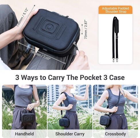 حقيبة تخزين JJC Pocket 3 مع 3 قطع من الضوء المغناطيسي لـ DJI Osmo Pocket 3 Creator Combo، حقيبة محمولة ذات هيكل صلب من مادة EVA مع فتحة مقبض البطارية وحزام الكتف، مصباح فيديو LED صغير قابل لإعادة الشحن in Kuwait