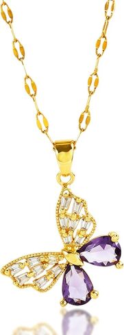 Liuyuqian Gold Butterfly Necklace for Women - Dainty Gold Pendant Necklaces Cubic Zirconia Necklace, Butterfly Jewelry Gifts for Women, Teen Girls in Saudi Arabia