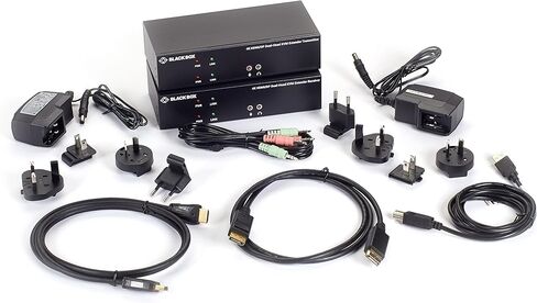 الصندوق الأسود - موسع KVM عبر الألياف الضوئية - 4K، رأس مزدوج، HDMI/DisplayPort، USB 2.0، تسلسلي، صوت، فيديو محلي مع (4) SFPs، 1250 ميجابت في الثانية - LC، MM 850nm، 550m (LFP441) in Kuwait