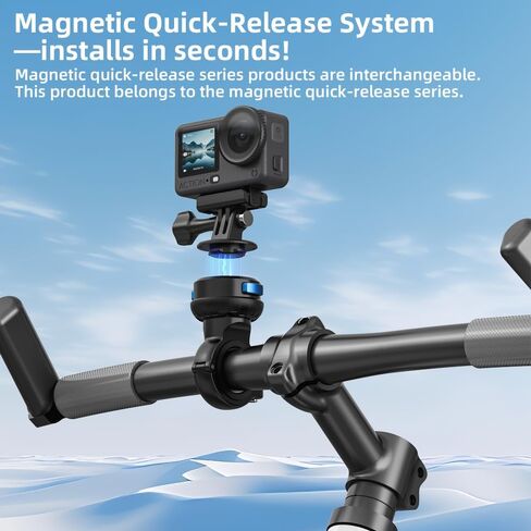 Magnetic Bike Bicycle Handlebar Mount, 360 Degree Rotation Motorcycle Handlebar Clamp Mount Compatible with GoPro Hero 13 12 11 10 Session DJI Action 6/5 Pro/4 and More Cameras in Kuwait