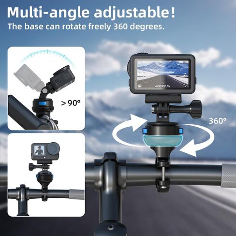 Magnetic Bike Bicycle Handlebar Mount, 360 Degree Rotation Motorcycle Handlebar Clamp Mount Compatible with GoPro Hero 13 12 11 10 Session DJI Action 6/5 Pro/4 and More Cameras in Kuwait
