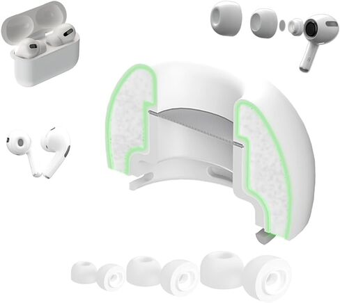 AirFoams Pro Active V2.0 Memory Foam Lifetime Replacement Ear Tips for AirPods Pro 1 & 2 – Flexible Silicone Shield, Anti Slip, Better Sound, All Day Comfort, Secure, Noise Cancelling (3 Pairs-S/M/L) in Kuwait