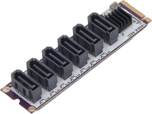 بطاقة محول Zopsc M.2 إلى SATA، محول RTL9210 Chip M.2 Key PCIe 3.0 إلى 6 جيجابت في الثانية SATA، بطاقة توسيع 6 منافذ. in Kuwait