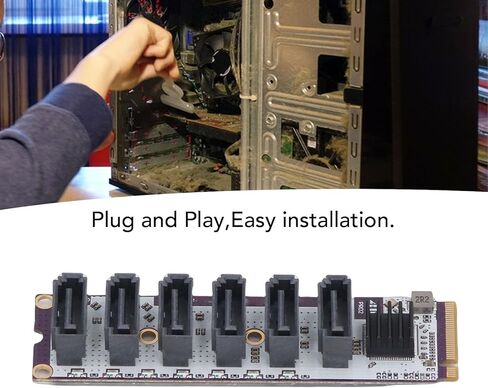بطاقة محول Zopsc M.2 إلى SATA، محول RTL9210 Chip M.2 Key PCIe 3.0 إلى 6 جيجابت في الثانية SATA، بطاقة توسيع 6 منافذ. in Kuwait