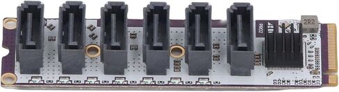 بطاقة محول Zopsc M.2 إلى SATA، محول RTL9210 Chip M.2 Key PCIe 3.0 إلى 6 جيجابت في الثانية SATA، بطاقة توسيع 6 منافذ. in Kuwait