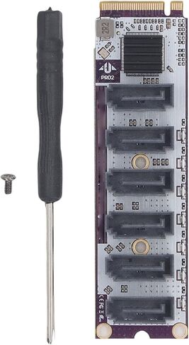 بطاقة محول Zopsc M.2 إلى SATA، محول RTL9210 Chip M.2 Key PCIe 3.0 إلى 6 جيجابت في الثانية SATA، بطاقة توسيع 6 منافذ. in Kuwait