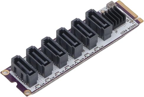 بطاقة محول Zopsc M.2 إلى SATA، محول RTL9210 Chip M.2 Key PCIe 3.0 إلى 6 جيجابت في الثانية SATA، بطاقة توسيع 6 منافذ. in Kuwait