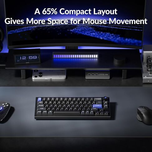 لوحة مفاتيح الألعاب السلكية Keychron Q2 HE 8K مع مفاتيح مغناطيسية، تخطيط 65%، مشغل سريع، هيكل من الألومنيوم، تشغيل قابل للتعديل، مقبض، RGB، متوافق مع Mac/Windows/Linux - أسود in Kuwait