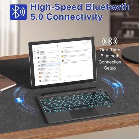 لوحة مفاتيح Pro 3 - غطاء من النوع لجهاز Pro 7 Plus 7/6/5/4/3، 7 ألوان بإضاءة خلفية بلوتوث، لوحة مفاتيح مغناطيسية 3 محمولة رفيعة للغاية مع لوحة تتبع in Kuwait