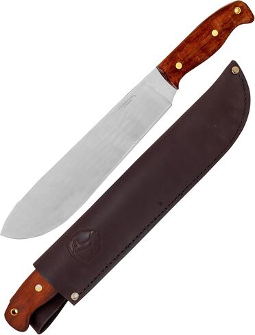 أداة كوندور وسكين Ironpath Machete Knife - 1075 فولاذ عالي الكربون - مقبض من خشب الجوز - غمد جلدي ملحوم - منجل تكتيكي سميك 5 مم - شفرة 9.9 بوصة - 22.9 أونصة in Kuwait