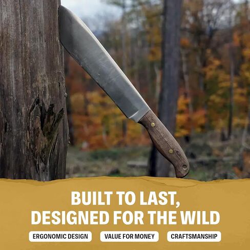أداة كوندور وسكين Ironpath Machete Knife - 1075 فولاذ عالي الكربون - مقبض من خشب الجوز - غمد جلدي ملحوم - منجل تكتيكي سميك 5 مم - شفرة 9.9 بوصة - 22.9 أونصة in Kuwait