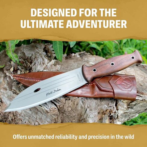 أداة كوندور وسكين Ironpath Machete Knife - 1075 فولاذ عالي الكربون - مقبض من خشب الجوز - غمد جلدي ملحوم - منجل تكتيكي سميك 5 مم - شفرة 9.9 بوصة - 22.9 أونصة in Kuwait