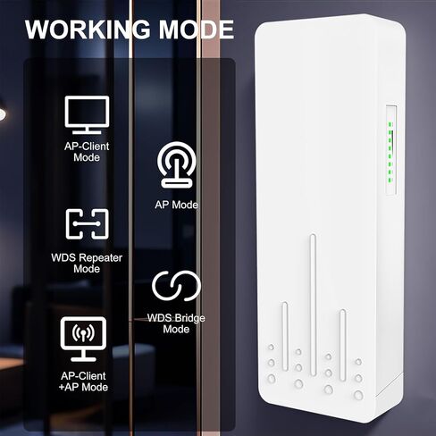 Jectse 900M High Power Wireless Bridge, 5.8GHz 5KM Long Distance Transmission with 2 Port Gigabit Ethernet, for Farms Construction Sites Remote Locations (US Plug) in Kuwait