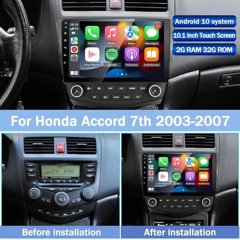 ستيريو سيارة LEXXSON لسيارة Honda Accord 7th 2003-2007، لراديو Honda Accord 2003 2004 2005 2006 2007 مدمج في Carplay & Android Auto، مع نظام تحديد المواقع العالمي (GPS)، واي فاي، بلوتوث، FM، شاشة مقسمة in Kuwait