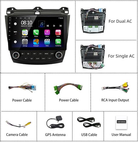 ستيريو سيارة LEXXSON لسيارة Honda Accord 7th 2003-2007، لراديو Honda Accord 2003 2004 2005 2006 2007 مدمج في Carplay & Android Auto، مع نظام تحديد المواقع العالمي (GPS)، واي فاي، بلوتوث، FM، شاشة مقسمة in Kuwait