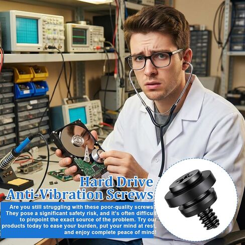 12 Pcs Hard Drive Mounting Screws, Shock Absorption Rubber Washer Kit, Anti Vibration Screws for 3.5 Inch HDD SSD, Computer PC Hard Disk Drive Mounting Accessories for Desktop PC Chassis Set (Black) in Kuwait