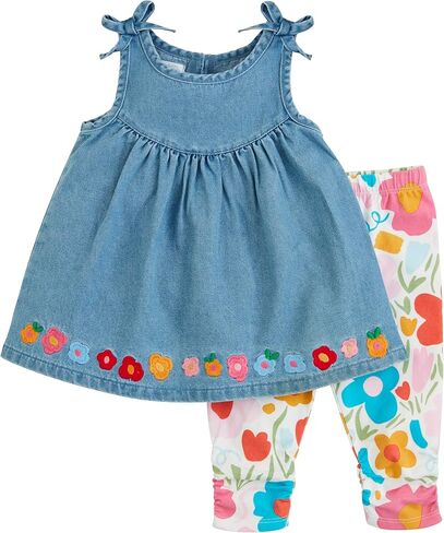Mud Pie Unisex Kids Casual Floral Pinafore Set, Floral, 3M US in Saudi Arabia
