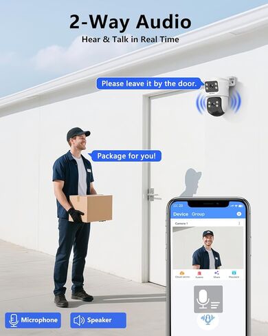 WEILAILIFE 【صوت ثنائي الاتجاه وربط مزدوج】 كاميرا أمان PoE IP بدقة 4K 8 ميجابكسل ممتدة، كاميرات أمان سلكية خارجية وداخلية، مراقبة فيديو منزلية مع كابل LAN بطول 18.3 مترًا in Kuwait