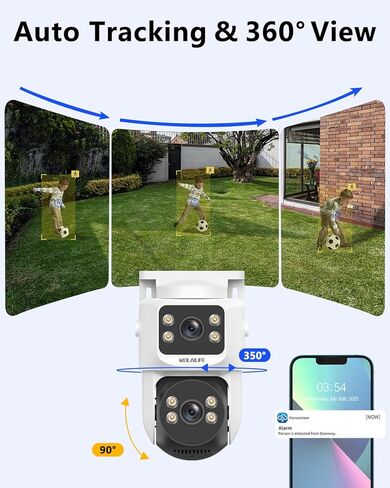 WEILAILIFE 【صوت ثنائي الاتجاه وربط مزدوج】 كاميرا أمان PoE IP بدقة 4K 8 ميجابكسل ممتدة، كاميرات أمان سلكية خارجية وداخلية، مراقبة فيديو منزلية مع كابل LAN بطول 18.3 مترًا in Kuwait
