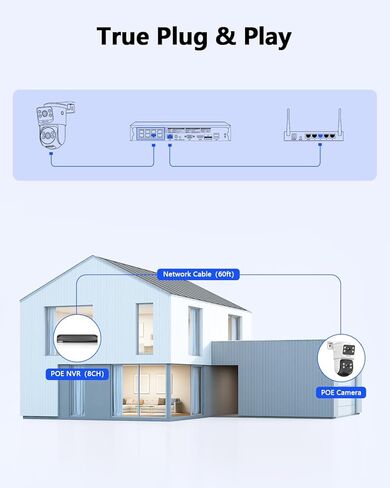 WEILAILIFE 【صوت ثنائي الاتجاه وربط مزدوج】 كاميرا أمان PoE IP بدقة 4K 8 ميجابكسل ممتدة، كاميرات أمان سلكية خارجية وداخلية، مراقبة فيديو منزلية مع كابل LAN بطول 18.3 مترًا in Kuwait