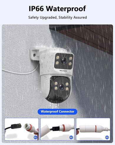 WEILAILIFE 【صوت ثنائي الاتجاه وربط مزدوج】 كاميرا أمان PoE IP بدقة 4K 8 ميجابكسل ممتدة، كاميرات أمان سلكية خارجية وداخلية، مراقبة فيديو منزلية مع كابل LAN بطول 18.3 مترًا in Kuwait