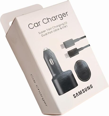 LEOM Fast Car Charger for Samsung Super Fast Dual Car Charger (45W+15W) Dual Ports USB-C & USB-A - Black - EP-L5300XBEGWW in Kuwait
