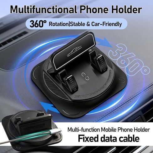 360 Rotate Phone Mount Car Phone Holder with Spring Clip No-Slip Dashboard Phone Stand Case-Friendly Mount for Navigation in Kuwait