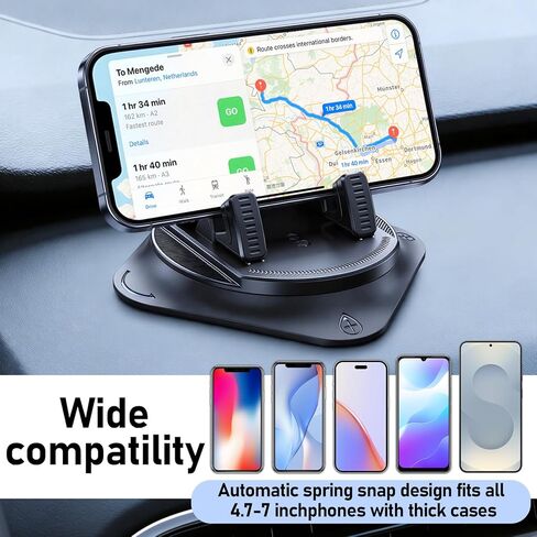 360 Rotate Phone Mount Car Phone Holder with Spring Clip No-Slip Dashboard Phone Stand Case-Friendly Mount for Navigation in Kuwait