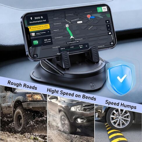 360 Rotate Phone Mount Car Phone Holder with Spring Clip No-Slip Dashboard Phone Stand Case-Friendly Mount for Navigation in Kuwait