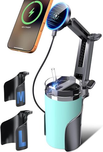 ELWEY for Magsafe Car Mount Charger Wireless، حامل هاتف 3 في 1 مطور مع قواعد مرنة مزدوجة، حامل هاتف مغناطيسي للشحن السريع 15 وات، مغناطيس N55 قوي، ارتفاع 15 بوصة، لهاتف iPhone 17 16 15 in Kuwait