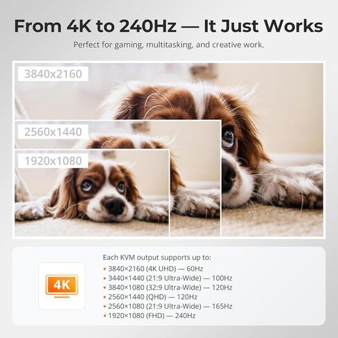 TESmart USB-C + HDMI MST&EDID KVM Switch 2 Monitors 4 Computers 4K@60Hz, USB 3.0 Dual Monitor USB-C KVM Docking Station for 2 Laptops & 2 PCs, Headset, Hotkey Switch, Input Cables in Kuwait