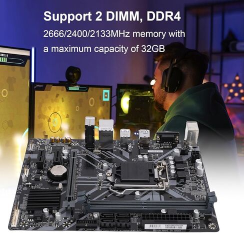 لوحة أم للكمبيوتر Fabater H310M S2 2.0، مقبس LGA1151 للجيل التاسع والثامن Core i9 i7 i5 i3، 2 DDR4 DIMM، 32 جيجابايت 2666 ميجاهرتز، PCI E 3.0، USB 3.1 in Kuwait