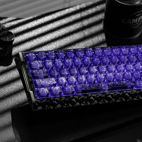 Purple Transparent Carbon Fiber Side Print Keycaps, 119 Keys Cherry Profile 1.7mm Thick PC Keycap Set, Pad Printing Fade-Resistant Legends, for MX Switch Mechanical Keyboards in Saudi Arabia