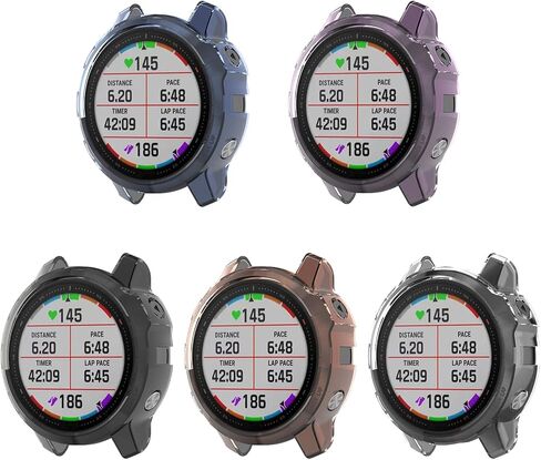 5pack Case Compatible with Garmin Fenix 6S / Fenix 6S pro Soft Transparent TPU All Around Protective Shell Anti-Scratch Shockproof Protective Bumper Cover Case for Fenix 6S / Fenix 6S Pro (5pack) in Kuwait