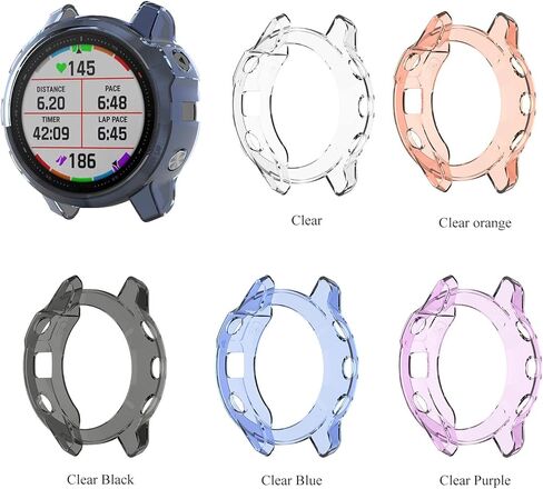 5pack Case Compatible with Garmin Fenix 6S / Fenix 6S pro Soft Transparent TPU All Around Protective Shell Anti-Scratch Shockproof Protective Bumper Cover Case for Fenix 6S / Fenix 6S Pro (5pack) in Kuwait