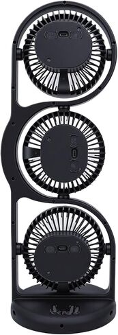 Ymiko Desk Fan, USB Rechargeable Portable 3 Head Fan with 360 Air Circulation and Multiple Speed Settings, for Study Work Outdoor Activities (Grey) in Kuwait